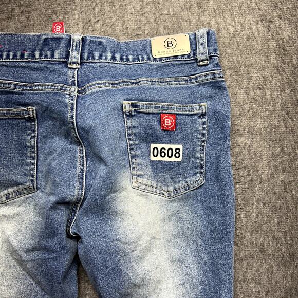 Bongo Jeans Women’s Size 1 Blue Bootcut Stretch Denim Whiskered Distressed - Picture 11 of 16